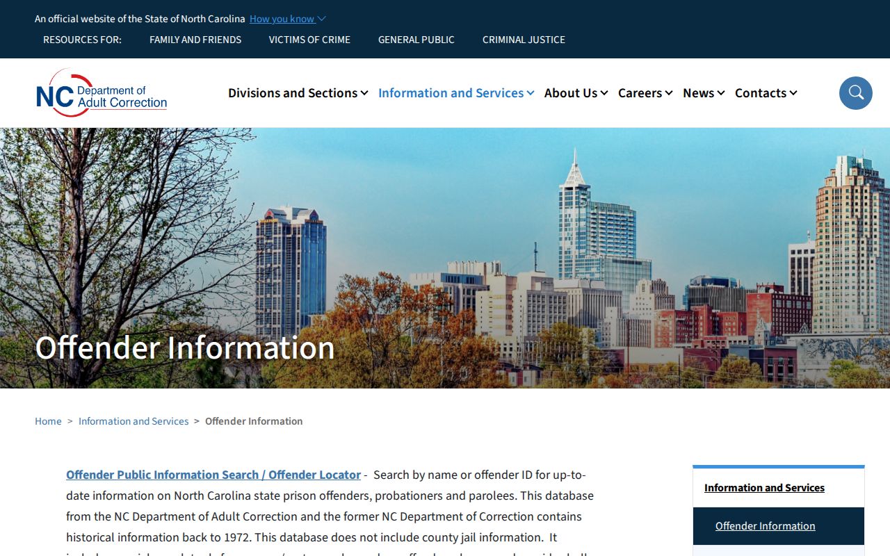 North Carolina Department of Adult Correction offender search